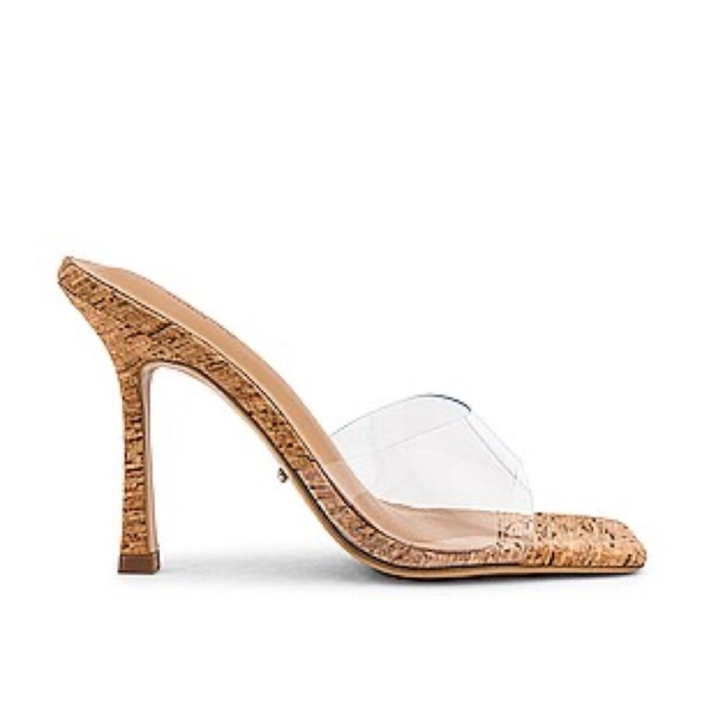 Tony Bianco Fame Mule in Clear Vinalite & Cork Size 8